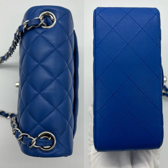 Authentic Chanel Classic quilted Royal blue in lambskin Mini square flap - Picture 11 of 17